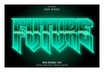 Future editable text effect 3d emboss neon style