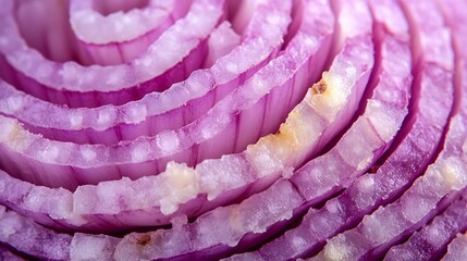 Fototapeta premium Freshness Vital Cookery, Intricate Cellular Structure of a Cross-Sectioned Purple Onion Slice in Ultra HD