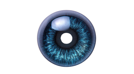 PNG, Contact lens, blue lens, isolated on white background, created with Generative AI technology.