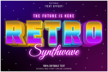The Future Is Here Retro Synthwave editable text effect 3d emboss 80’s style