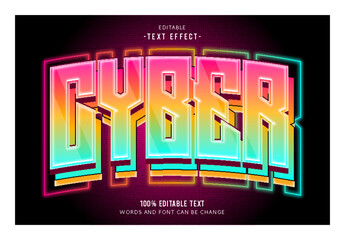 Cyber editable text effect 3d emboss 80’s style
