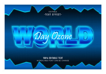 World Day Ozone editable text effect 3d emboss neon style