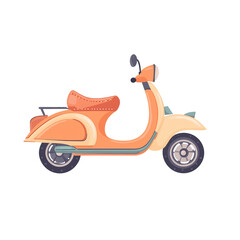Fototapeta premium Vintage Scooter Illustration: Peach and Cream Retro Design