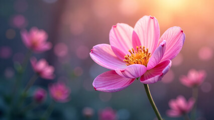 dreamy style illustration close up flower with copy space idea for spring season background or wallpaper,