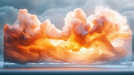 Abstract Flowing Waves of Colorful Clouds in a Glowing Scene with Soft Lighting and Ethereal Atmosphere Inspired by Nature's Beauty