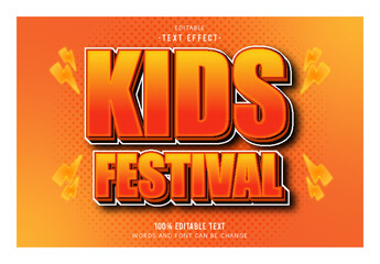 Kids Festival editable text effect 3d emboss comic style