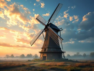1776 Zwolle windmill, long exposure, capturing Dutch history's grace.