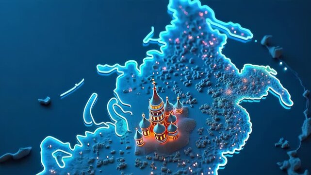 3D Neon Russia Map animation