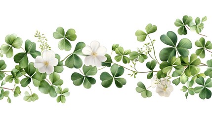 Floral action seamless green clover pattern nature digital art serene environment top view aesthetic design