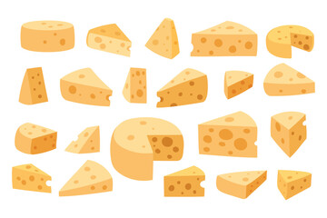 Assorted Cheese Pieces in Various Shapes and Sizes