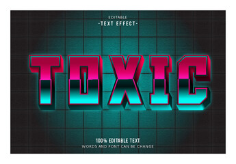 Toxic editable text effect 3d emboss 80’s style