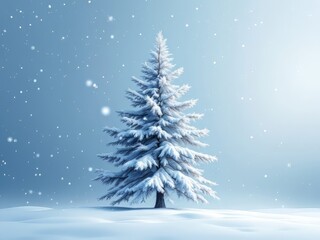 Obraz premium AI photo: A minimalist Christmas tree, frosted with snow. Quiet elegance.