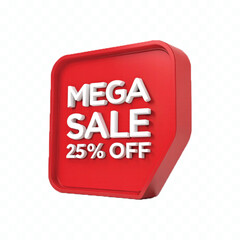 abstract 3d mega sale typography text in different style isolated on white background