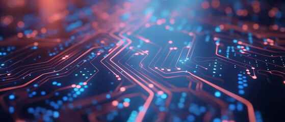 Futuristic Circuitry, Glowing Network of Digital Connections