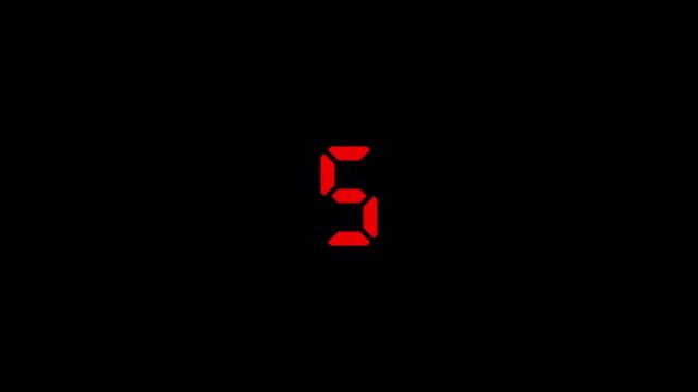    Digital countdown timer ten seconds animation from 10 to 0 seconds on transparent background with alpha channel, 10 second countdown timer, Digital Countdown video

