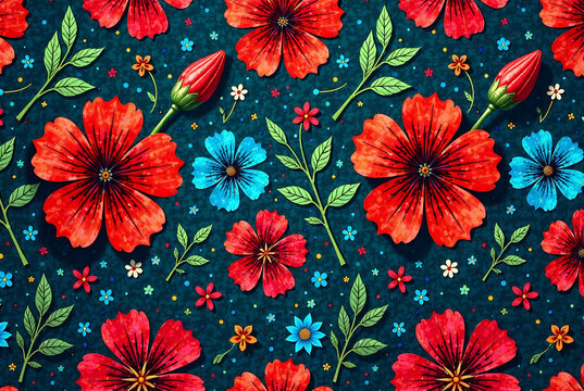 Seamless sarawak batik pattern with vibrant floral motifs, batik, seamless, traditional, Malaysian, textile, design, floral