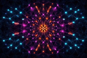 Fototapeta premium Dynamic digital art neon geometry in a dark cyber realm
