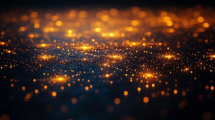 Glowing Particles of Light on Dark Background Creating an Enchanting and Ethereal Effect for Abstract Designs and Digital Art Projects