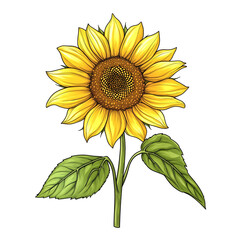 Naklejka premium Vibrant Sunflower Illustration: A Detailed Botanical Artwork