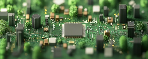 Obraz premium Revolutionary biodegradable circuits in green tech recycling