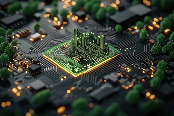 Obraz premium Revitalizing urban spaces through green energy circuit recycling