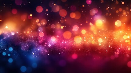 Vibrant Abstract Background with Glowing Bokeh Lights in Shades of Blue, Purple, Red, Orange, and Gold for Creative and Artistic Visuals