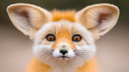 Obraz premium Adorable Fennec Fox Portrait Desert Wildlife Big Ears Close Up