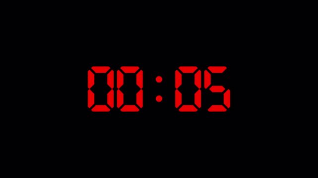    Digital countdown timer ten seconds animation from 10 to 0 seconds on transparent background with alpha channel, 10 second countdown timer, Digital Countdown video

