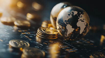 Abstract business Financial charts show a significant increase in profits in the stock market.This is driven by higher interest rates and continued growth. In the innovation world network of financial