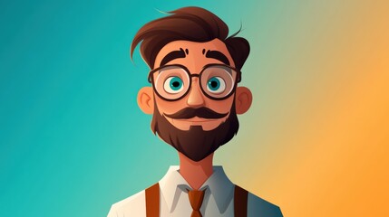 young man with glasses and a beard in a modern illustration