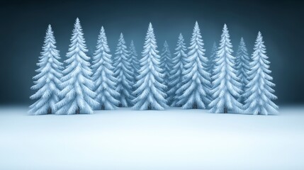 Obraz premium Serene Winter Wonderland Snow Covered Pine Trees Snowy Landscape Christmas Background