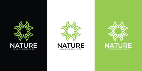 Leaf logotype template featuring positive and negative variants, ideal for corporate identity and nature-inspired brands. Clean, professional, and versatile design.