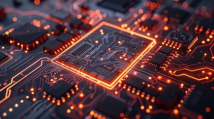 Obraz premium printed circuit board with processor