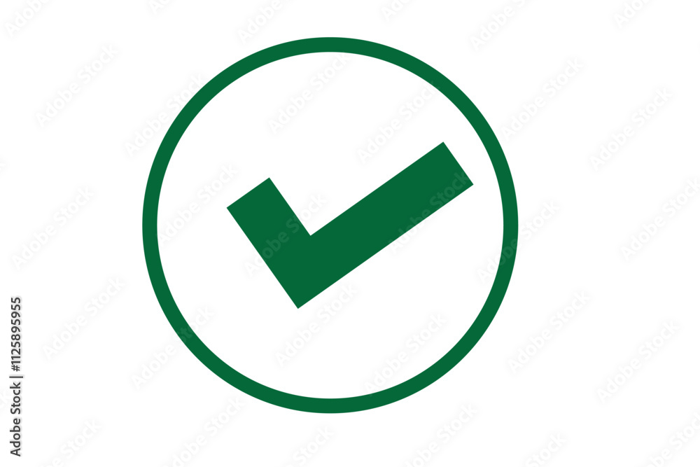 Sticker checkmark icons tick and cross sign green check mark and red x cross on white background. circle sha