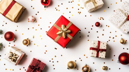 festive gift boxes with decorations for celebration