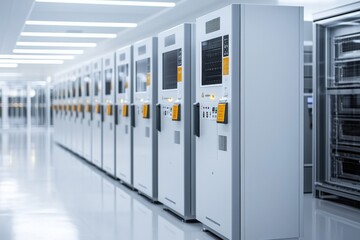 Naklejka premium Urban innovation cutting-edge battery recycling for sustainability
