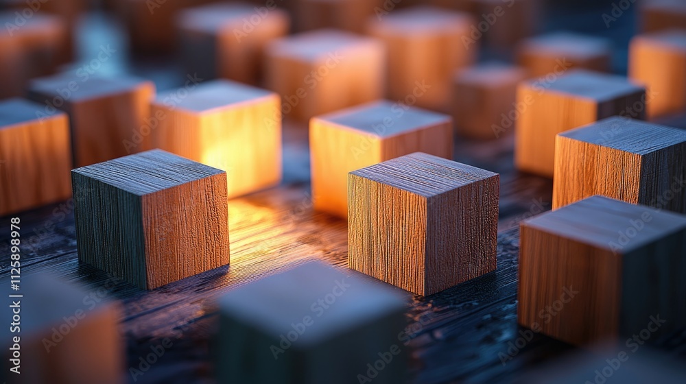 Aufkleber The image illustrates the conceptual framework of business strategy and planning, displaying blocks that signify goal setting and development in a structured and organize