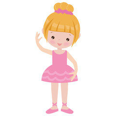 Cute little ballerina girl  vector cartoon flat style illustration