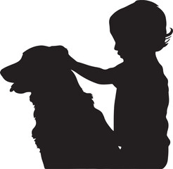dog child vector silhouette