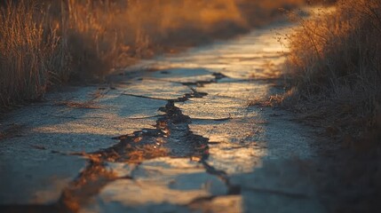 Weathered Asphalt Pathway in Abandoned Setting