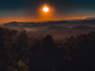 Sunrise over the Great Smoky Mountains in Tennessee. These Blue Ridge mountains are like no other!