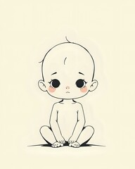 Obraz premium dessin d'un petit bébé assis