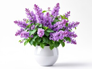 Isolated lilac bush in a pot, captured with macro lens.