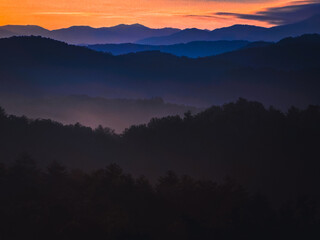 Sunrise over the Great Smoky Mountains in Tennessee. These Blue Ridge mountains are like no other!