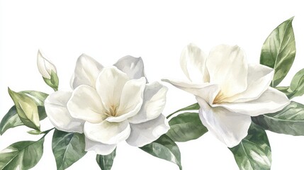 Obraz premium Watercolor Gardenia Flowers