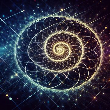 155 Fibonacci Spiral Hologram Spiral based on the Fibonacci sequ