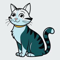 A vector illustration of a cartoon cat with a white background