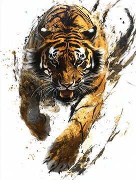 Ink painting of a tiger
