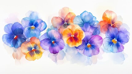 Watercolor Pansy Flowers