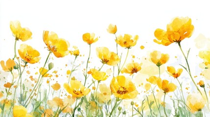 Watercolor Buttercup Fields